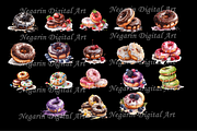 Sweet Watercolor Donuts Clipart, an Object Graphic by Negarin Digital Art (Thumbnail 4 of 9)