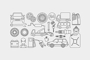 Outline set auto service icons, an Outline Icon by Gurza SHOP (Thumbnail 2 of 2)