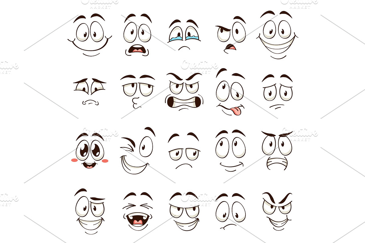 Cartoon faces. Caricature comic, an Illustration by YummyBuum