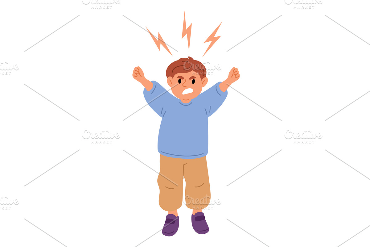 Angry boy with his fists raised, a Person Illustration by Vectorbuum