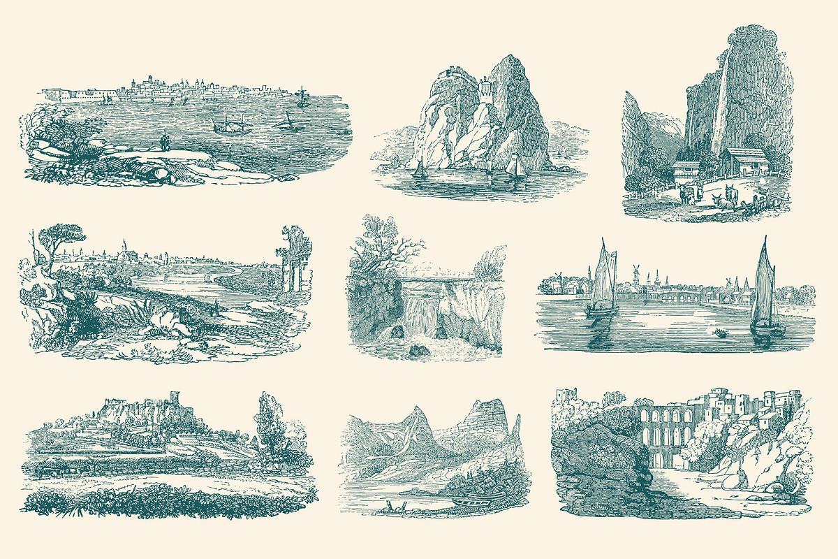 Vintage Landscape Illustrations, an Illustration by Graphic Goods (Photo 11 of 18)