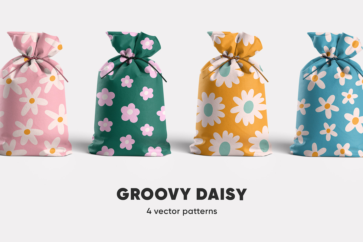 Groovy daisy seamless patterns set, a Pattern Graphic by Good Studio (Photo 1 of 12)
