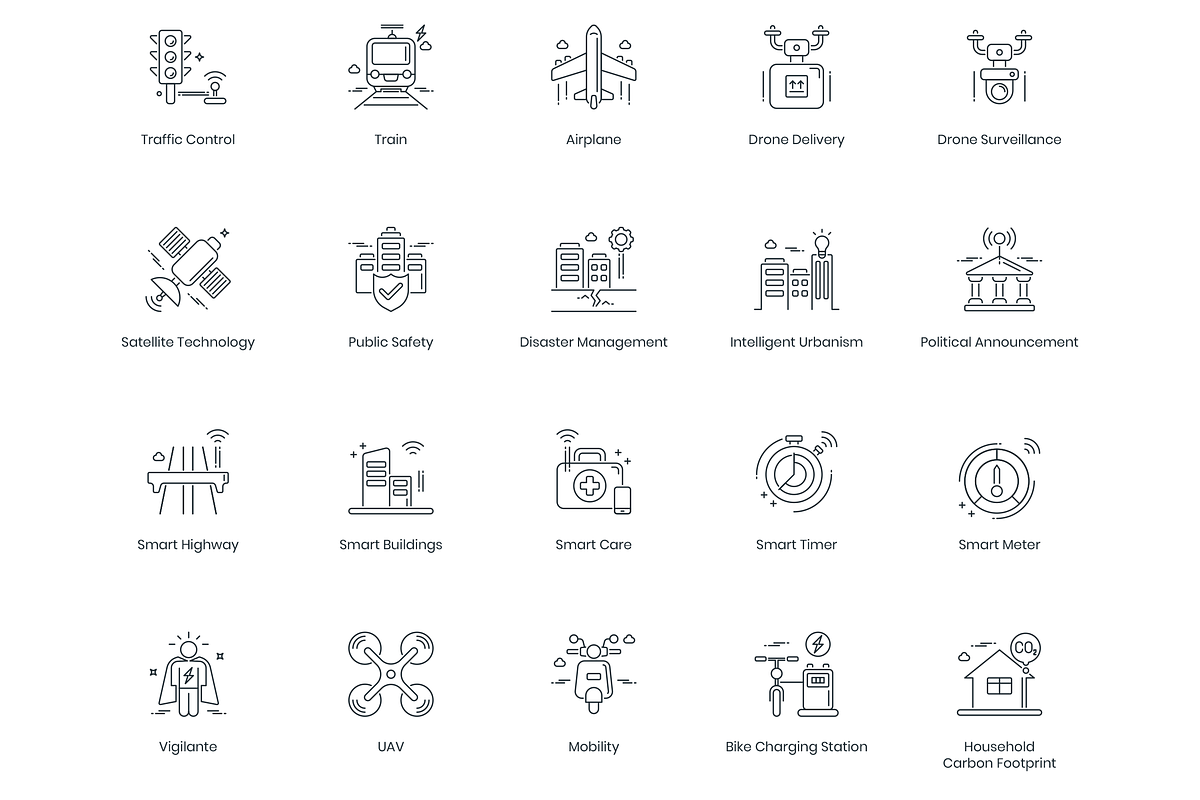 88 Smart Technology Line Icons, an Outline Icon by Flat Icons (Photo 3 of 6)