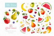 Fruits and berries. Watercolor., a Decorative Illustration by Ekaterina Mikheeva (Thumbnail 2 of 6)