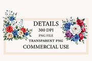 Patriotic Floral Corners Clipart, a Seasonal Illustration by Designworld (Thumbnail 4 of 11)