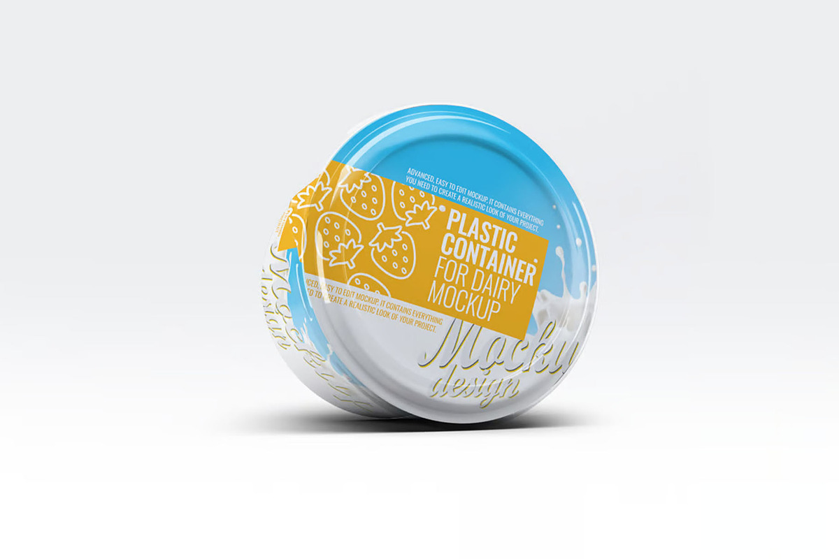 Plastic Container for Dairy Mock-Up, a Packaging Mockup by Se٧enStudio (Photo 3 of 8)