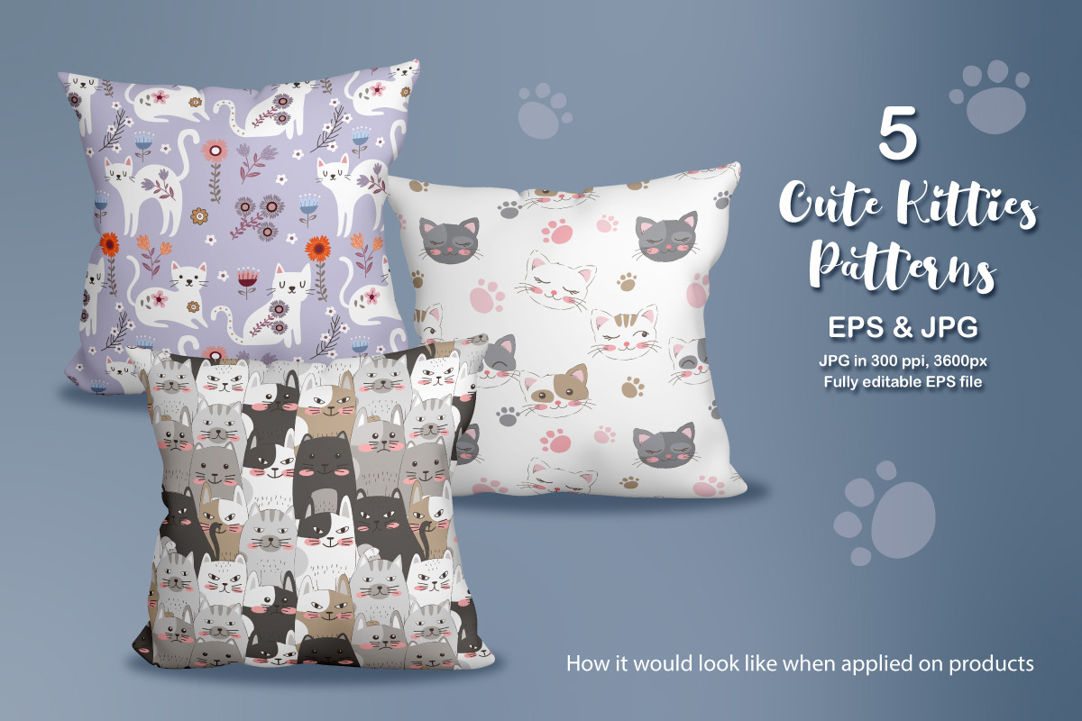 Cute Kitten Seamless Pattern Set, a Pattern Graphic by DrawStudio1988 (Photo 7 of 8)