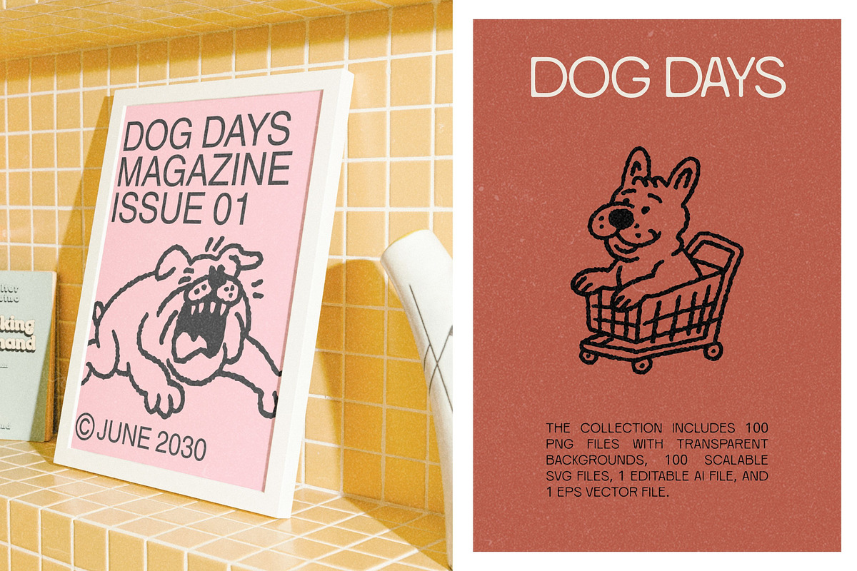 Dog Days: 100 Textured Pups Pack, an Animal Illustration by Veyla (Photo 6 of 14)