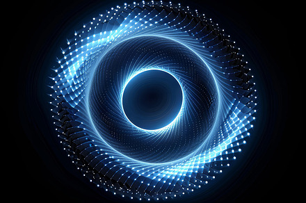 Futuristic Blue Spiral Light - Abstract Technology Background Illustration, a Photo by AS photostudio