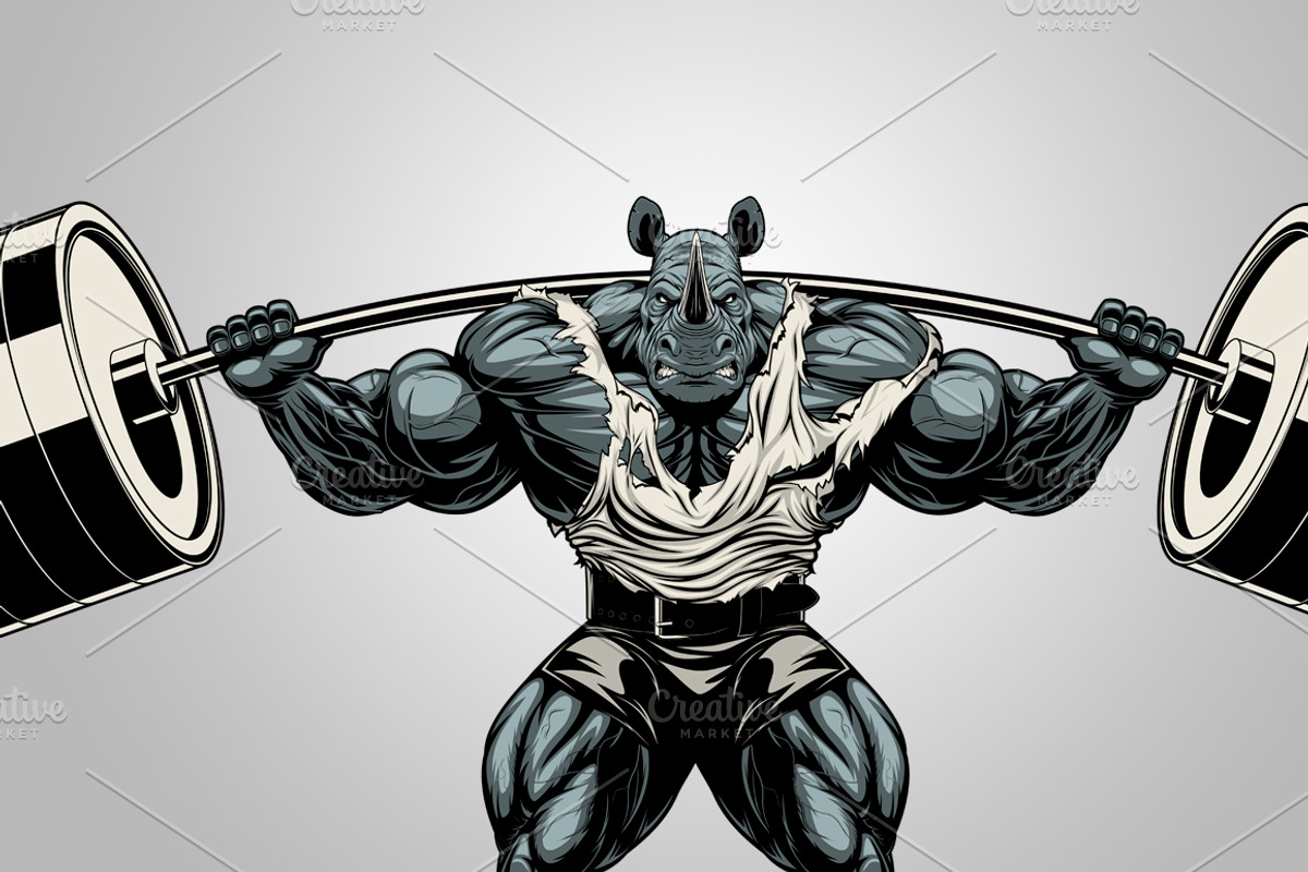 Strong rhinoceros athlete, an Animal Illustration by Mark2000