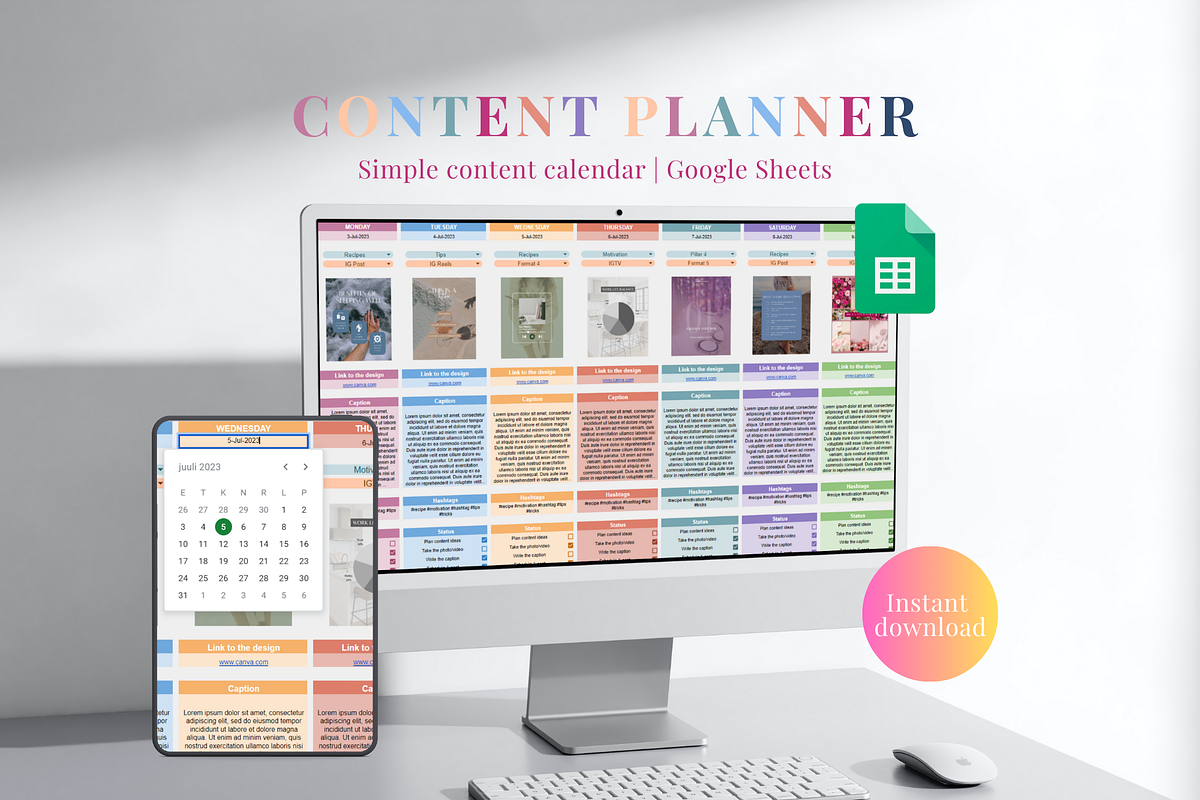 Google Sheets Social Media Planner, a Social Media Template by SociallyyCreative (Photo 1 of 9)