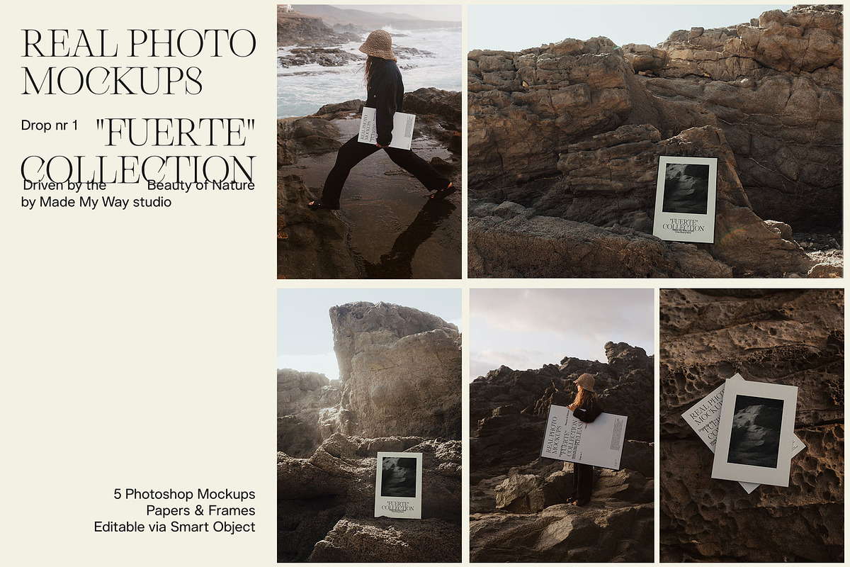 5 Real Photo Papers & Frame Mockups, an Advertising Mockup by MADE MY WAY studio (Photo 1 of 5)