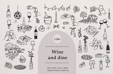 Line art Wine and Dine collection, an Object Illustration by RaDavCrafts
