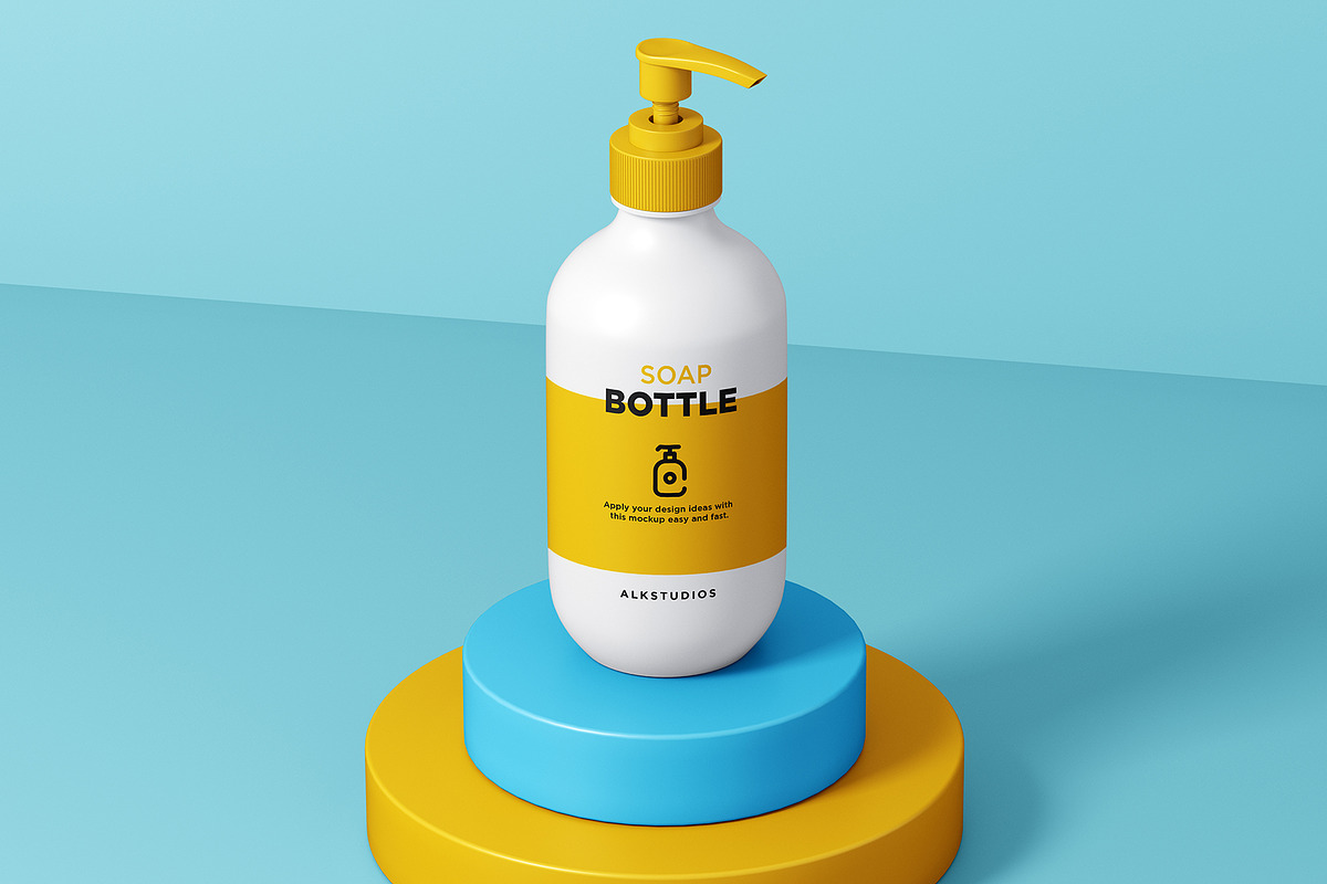 Soap Bottle Mockup, a Packaging Mockup by AlkStudio (Photo 4 of 9)