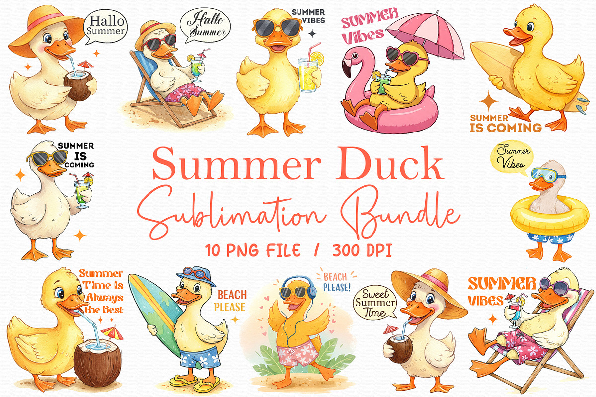 Summer Duck Sublimation Bundle, an Illustration by Libby Wishes (Photo 1 of 12)