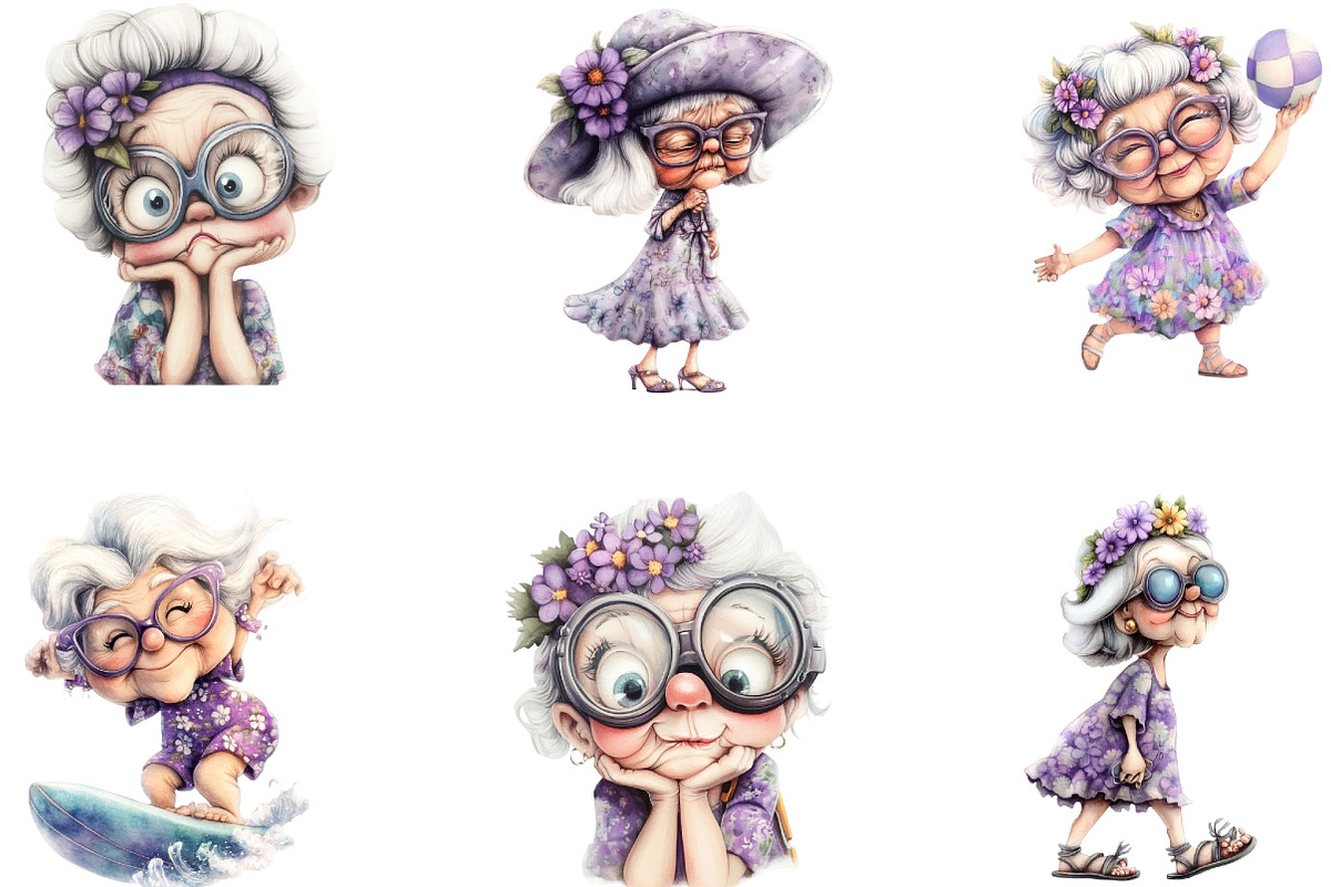 Summer Funny Grandma Clipart, a Person Illustration by Designking (Photo 3 of 5)