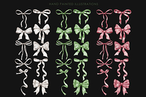 Watercolor Ribbon Bows Clipart.