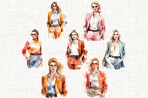 Watercolor Lady Boss Clipart