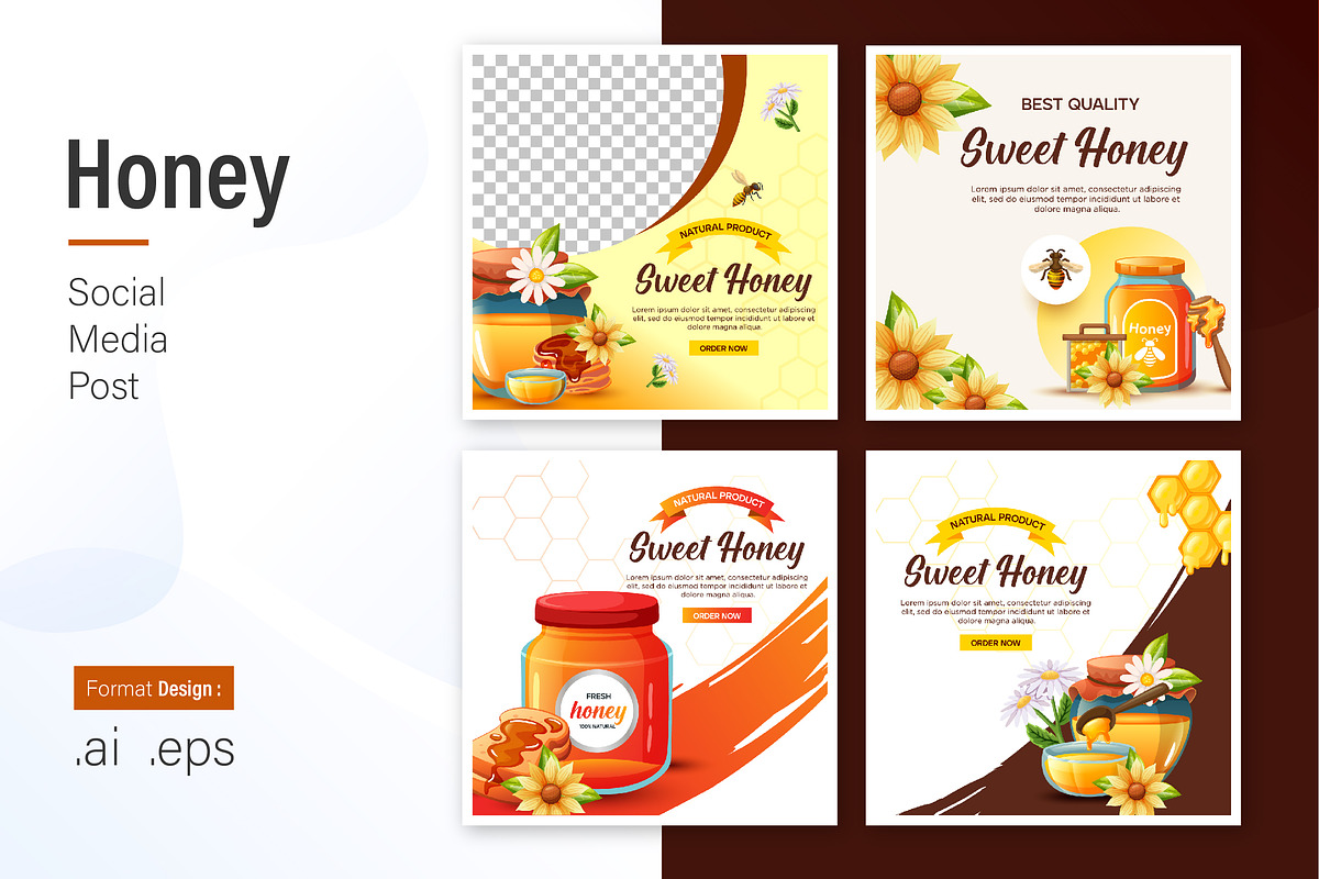 Honey Social Media Post Design, a Social Media Template by shin_std
