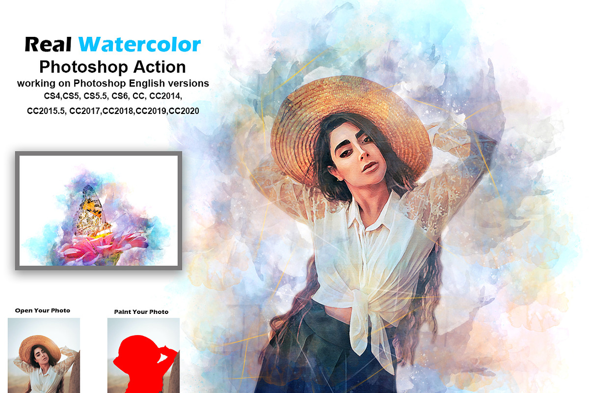 Real Watercolor Photoshop Action, an Action Add-On by Studio Retouch