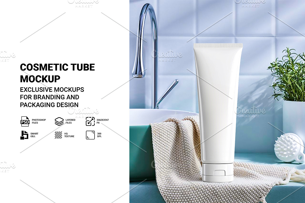 Modern Cosmetic Tube Mockup, a Mockup by AKASH-DESIGNS (Photo 2 of 2)