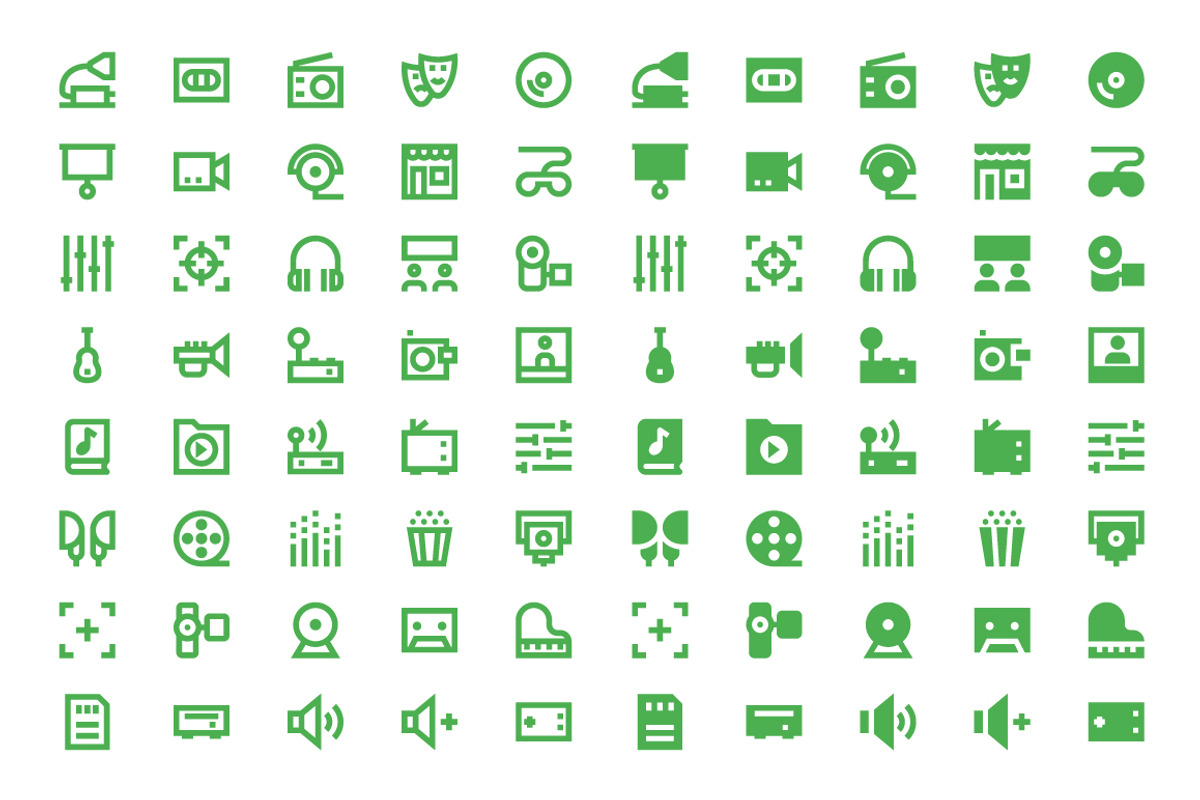 200 Multimedia Material Design Icons, a Solid Icon by Creative Stall (Photo 4 of 5)