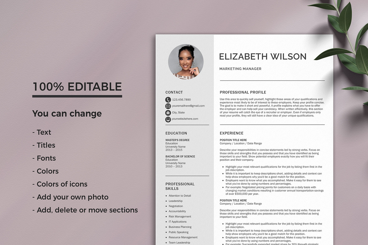 Resume - CV Template with Photo, a Resume Template by Klamp Studio (Photo 5 of 8)