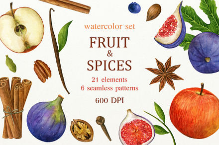 Fruit&spices watercolor set