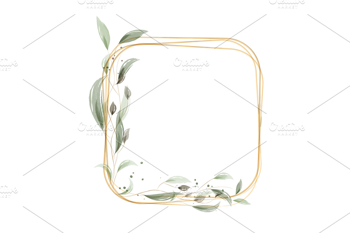 Green watercolor leaves decorating a, an Illustration by okskukuruza