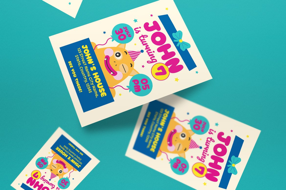 Boy And Girl Birthday Invitation, an Invitation Template by graphicook (Photo 2 of 3)