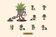 Retro Plant Mascot Illustration, an Object Illustration by Decoconio Design (Thumbnail 3 of 8)