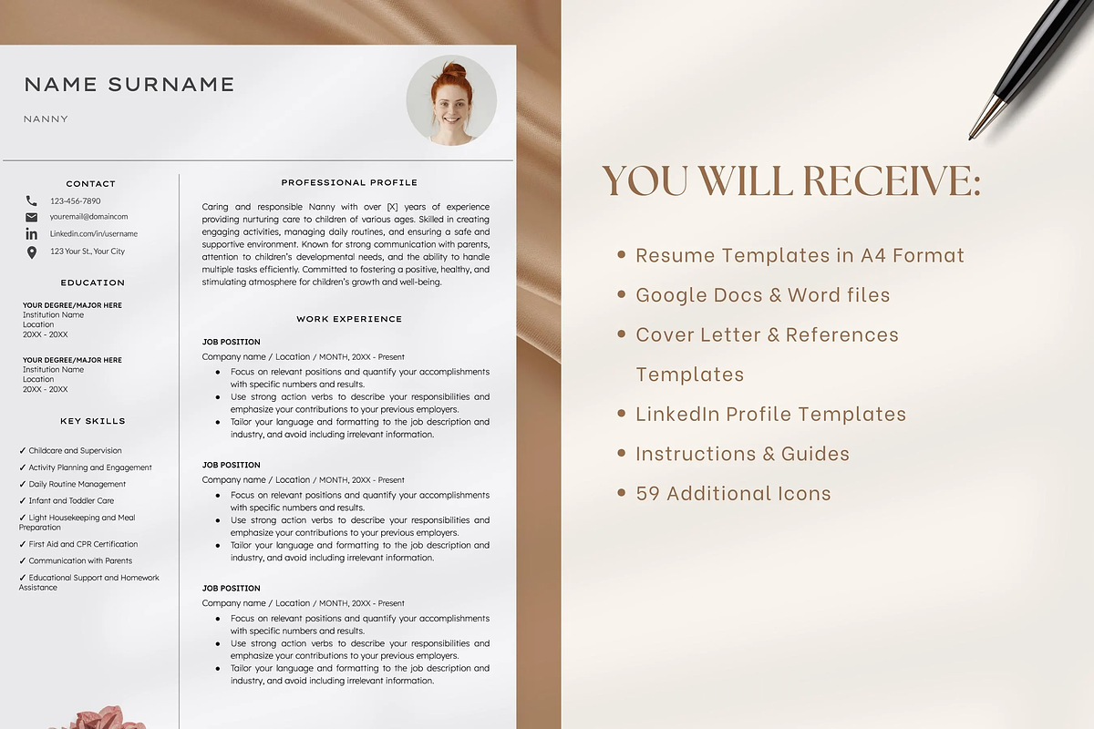 Nanny Resume Template Word, a Resume Template by OkiDocs Resume Templates (Photo 9 of 11)