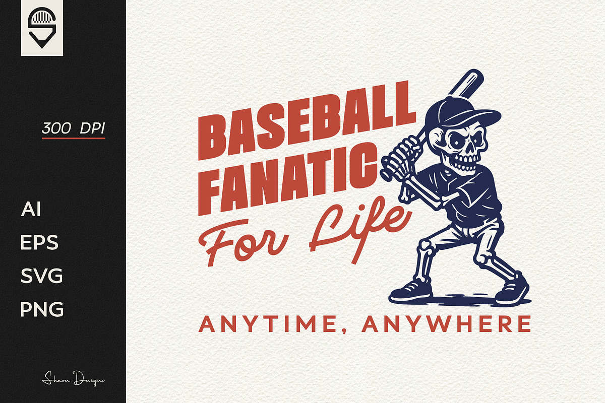 Skeleton Baseball Sports T-shirt, a Sport Illustration by shaondesigns (Photo 1 of 4)