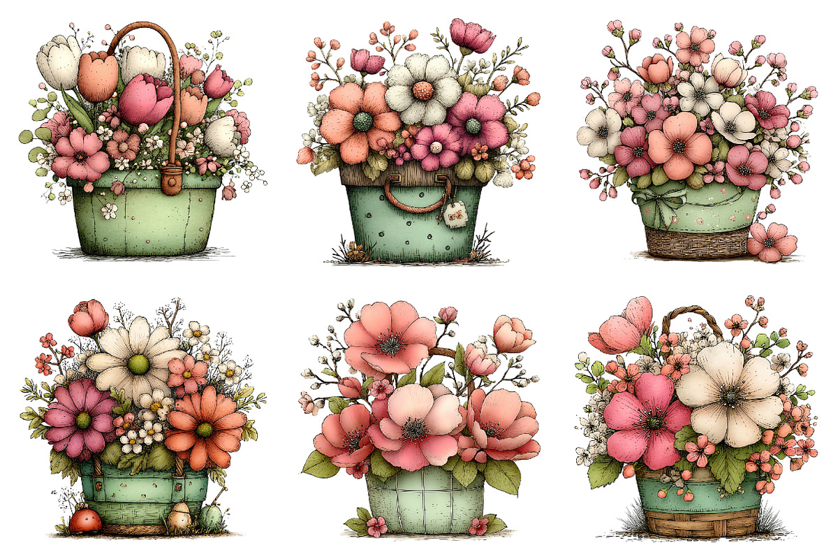 Whimsical Spring Flower Basket, an Illustration by Dream Creation (Photo 4 of 6)