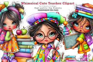 Whimsical Cute Teacher Clipart, a Seasonal Illustration by CreationArt