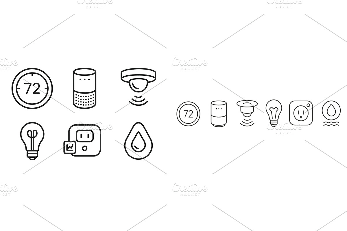 Smart home icons display with, a Technology Illustration by ZinetroN