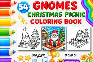 Gnomes Christmas Picnic Coloring