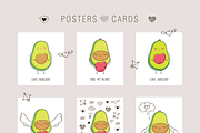 Cute avocados, a Food Illustration by Tkoko vectors & patterns (Thumbnail 3 of 6)