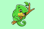 Cute Chameleon Hanging On Tree, an Animal Illustration by Catalyst Labs (Thumbnail 1 of 3)