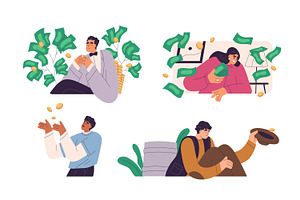 Rich and poor people concept set, a Finance Illustration by Good Studio