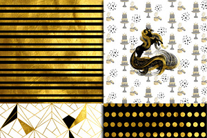 Black & Gold Unicorn Paper Pack