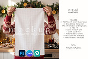 Christmas Tea Towel Mockup, a Household Mockup by EmpaviMockups (Thumbnail 1 of 6)