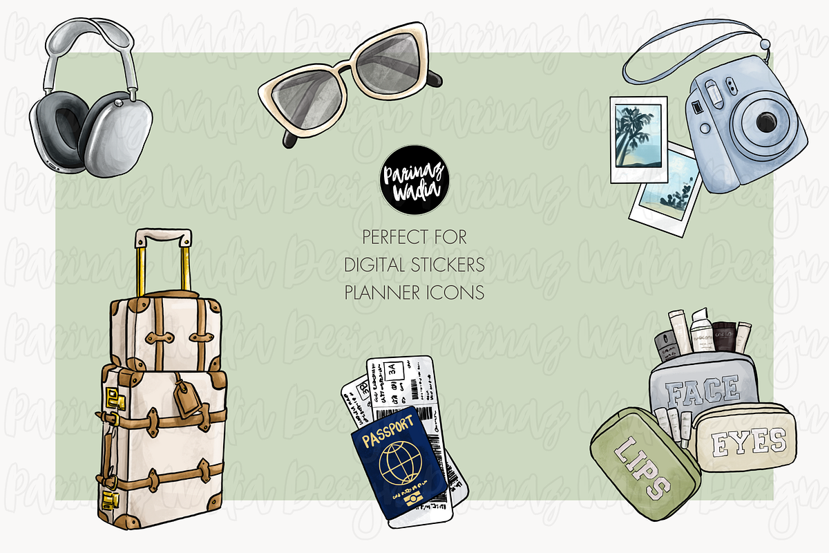 Neutral travel girls clipart set png, a Person Illustration by Parinaz Wadia Design (Photo 10 of 10)