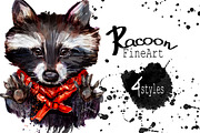 Set racoon fineart .4 styles, an Animal Illustration by art_mouse (Thumbnail 1 of 7)