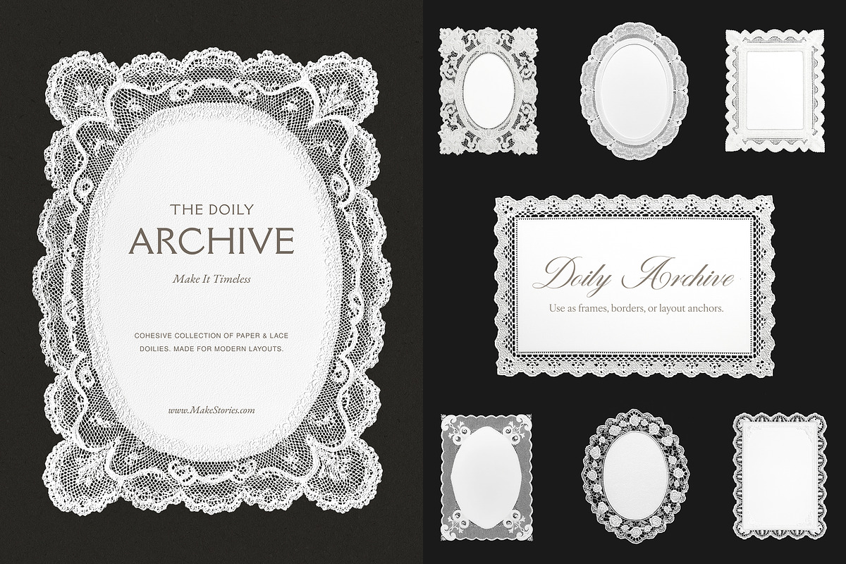 Doily Lace and Paper Vintage Frames, an Object Graphic by Make Stories Studio (Photo 1 of 7)
