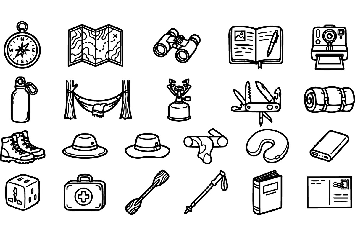 Outdoor Adventure Gear Icons, an Illustration by designvectx (Photo 2 of 3)