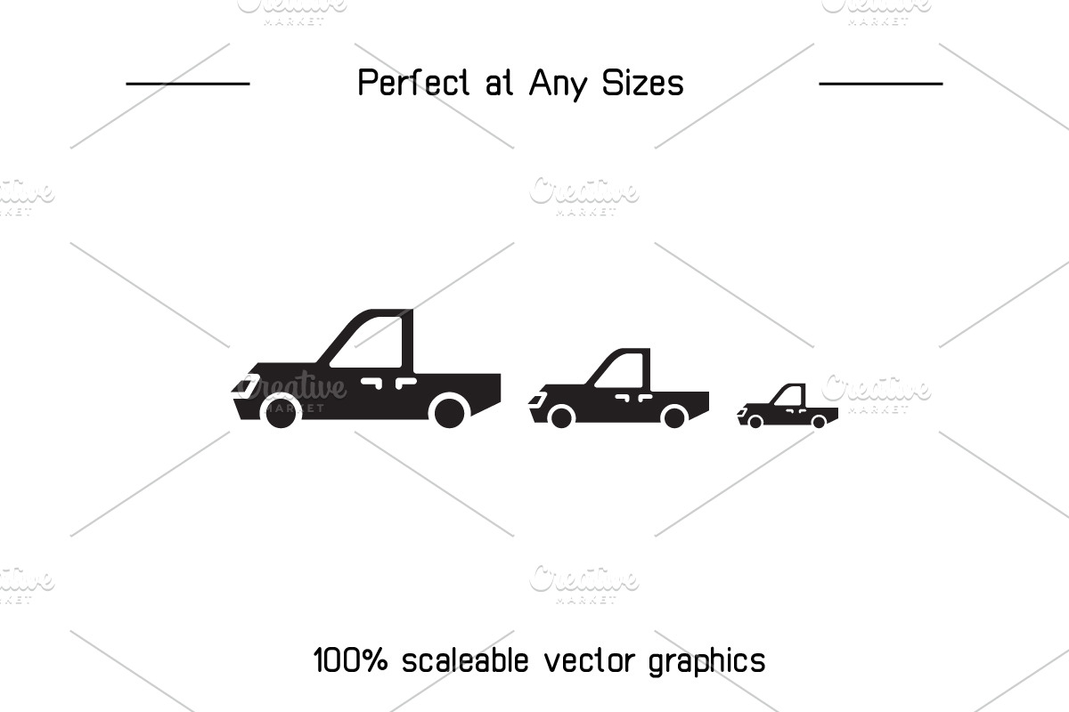 To Truck Van Pickup Car Icons Set, a Transportation Illustration by Designfour (Photo 7 of 7)
