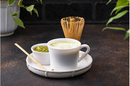 Green healthy matcha latte drink, a Food & Drink Photo by Yulia Furman