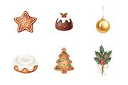 Watercolor Vintage Christmas Element, an Illustration by SinaCreation (Thumbnail 5 of 6)