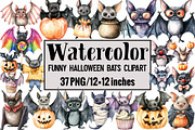 Funny Halloween Bats Clipart, an Illustration by Design Market (Thumbnail 1 of 3)